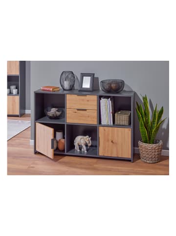 Inter Link Ladekast "Pepeto" antraciet/eikenkleurig - (B)120 x (H)77 x (D)30 cm