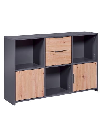 Inter Link Ladekast "Pepeto" antraciet/eikenkleurig - (B)120 x (H)77 x (D)30 cm