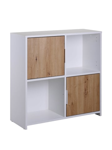 Inter Link Standregal "Pepeto" in Weiß/ Eiche - (B)77 x (H)77 x (T)30 cm