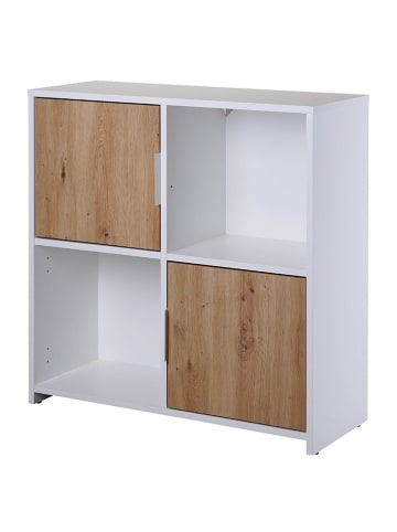 Inter Link Standregal "Pepeto" in Weiß/ Eiche - (B)77 x (H)77 x (T)30 cm