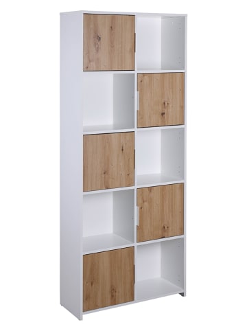 Inter Link Standregal "Pepeto" in Weiß/ Eiche - (B)77 x (H)185 x (T)30 cm