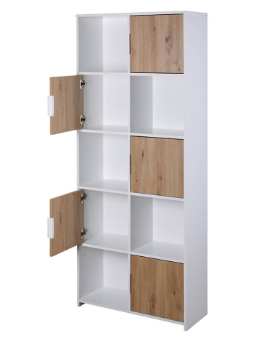 Inter Link Staande kast "Pepeto" wit/eikenkleurig - (B)77 x (H)185 x (D)30 cm