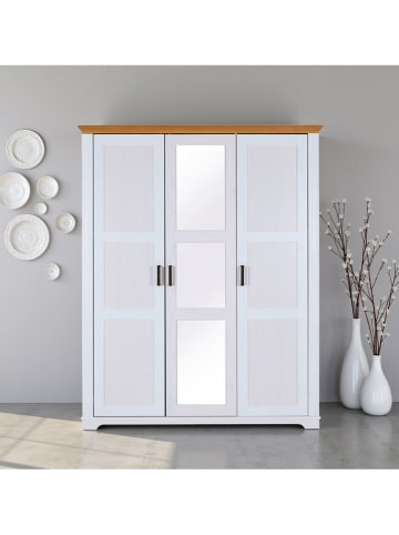 Inter Link Kleiderschrank "Maluno" in Weiß/ Hellbraun - (B)166 x (H)208 x (T)64 cm