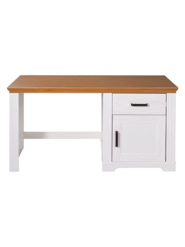 Inter Link Bureau "Maluno" wit/lichtbruin - (B)143 x (H)76 x (D)56 cm