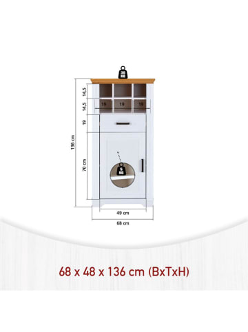 Inter Link Ladekast "Maluno" wit - (B)68 x (H)136 x (D)48 cm