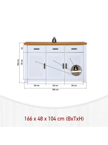 Inter Link Kommode "Maluno" in Weiß/ Hellbraun - (B)166 x (H)104 x (T)48 cm