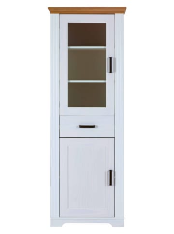 Inter Link Vitrinekast "Maluno" wit/lichtbruin - (B)68 x (H)193 x (D)42 cm