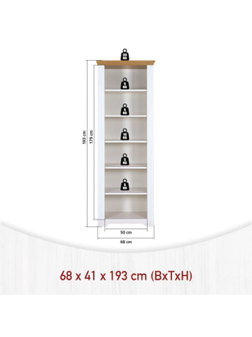 Inter Link Kast "Maluno" wit/lichtbruin - (B)68 x (H)193 x (D)41 cm