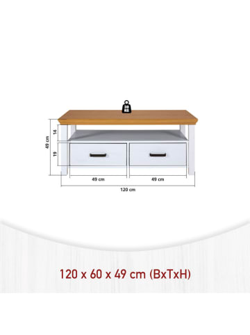 Inter Link Couchtisch "Maluno" in Weiß/ Hellbraun - (B)120 x (H)49 x (T)60 cm