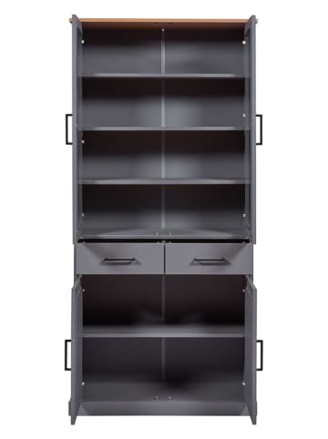 Inter Link Vitrinekast "Forenzo" grijs/eikenhout - (B)90 x (H)190 x (D)38,4 cm