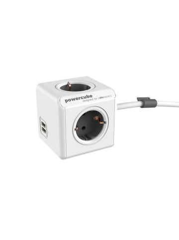 Designnest Stopcontactvermeningvuldiger ''PowerCube'' wit/zwart - (B)7 x (H)7 x (D)11 cm