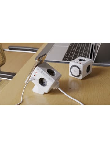 Designnest Stacja ładująca "PowerCube" w kolorze biało-szarym - 9 x 9 x 14 cm