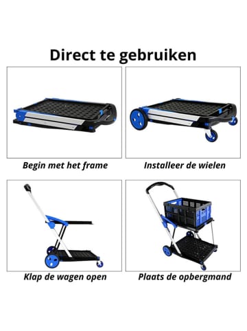 Designnest Boodschappentrolley zwart/blauw - (B)53 x (H)70 x (D)63 cm