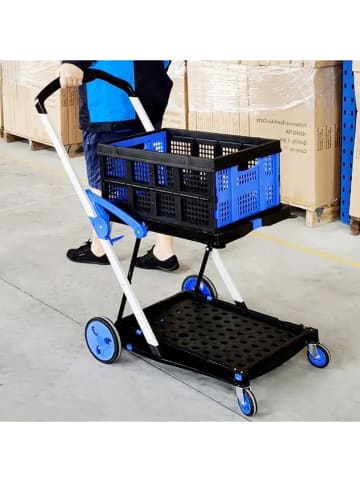 Designnest Wózek w kolorze czarno-niebieskim na zakupy - 53 x 70 x 63 cm