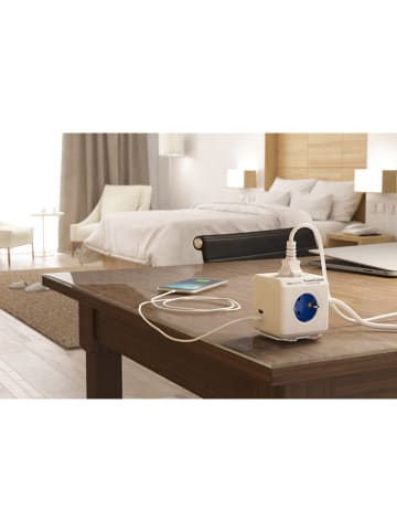 Designnest Kostka gniazdowa "Power Cube Extended USB" w kolorze biało-niebieskim