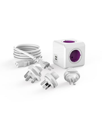 Designnest Reiseadapter "Power Cube ReWirable USB" in Weiß