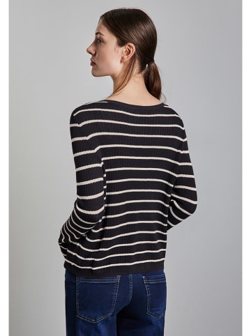Street One Pullover in Dunkelblau/Weiss