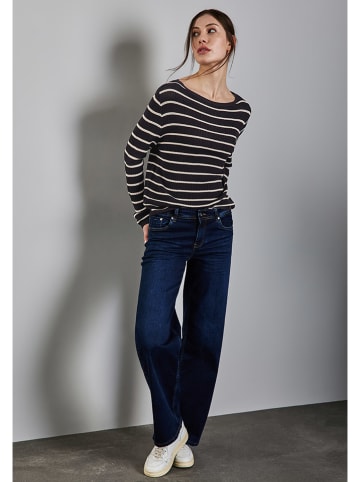 Street One Pullover in Dunkelblau/Weiss