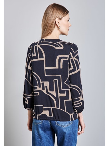 Street One Bluse in Dunkelblau/ Creme
