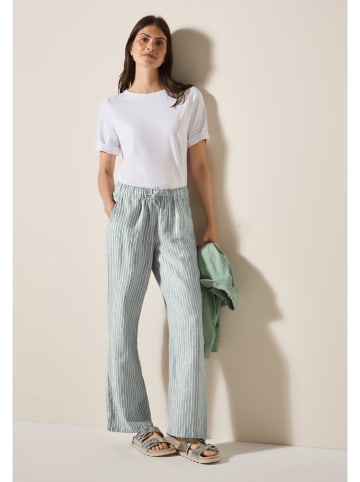 Cecil Leinen-Hose in Mint/ Weiß
