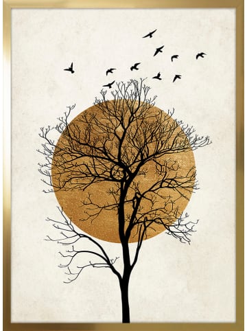 Ars Longa Gerahmter Kunstdruck "Tree against the golden sun"