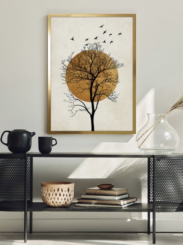 Ars Longa Gerahmter Kunstdruck "Tree against the golden sun"