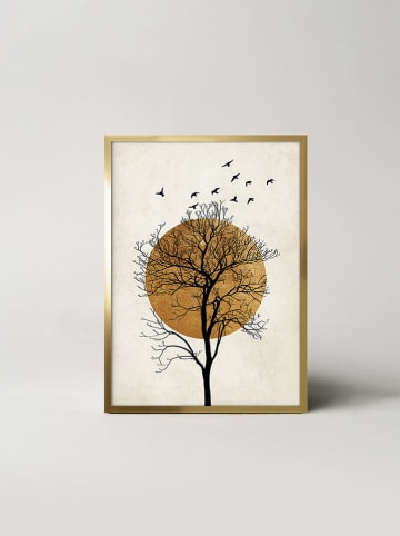 Ars Longa Ingelijste kunstdruk "Tree against the golden sun"