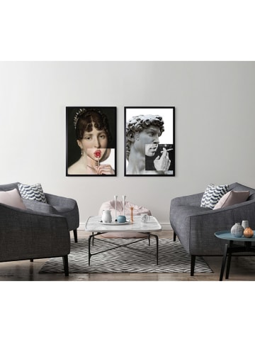 Ars Longa Ingelijste kunstdruk "Statue of David with Cigarette" - (L)70 x (B)50 cm