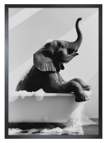 Ars Longa Druk artystyczny "Elephant In Bath" w ramce - 70 x 50 cm