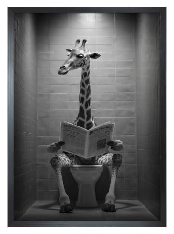 Ars Longa Druk artystyczny "Giraffe In The Toilet" w ramce - 70 x 50 cm