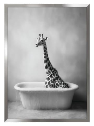 Ars Longa Druk artystyczny "Giraffe In Bath" w ramce - 70 x 50 cm