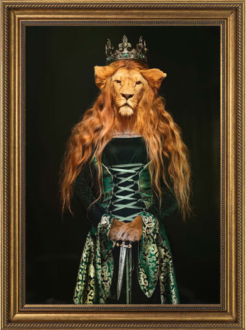 Ars Longa Gerahmter Kunstdruck "Lioness Woman" - (L)70 x (B)50 cm