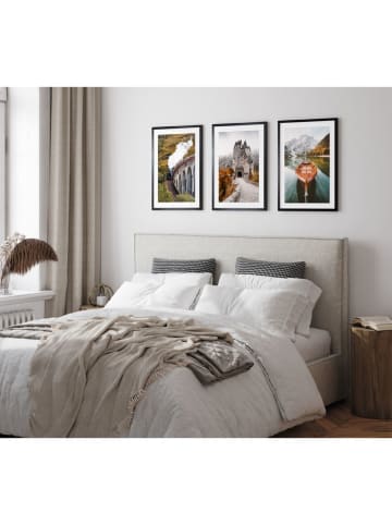 Ars Longa Gerahmter Kunstdruck "A Boat On A Mountain Lake" - (L)70 x (B)50 cm