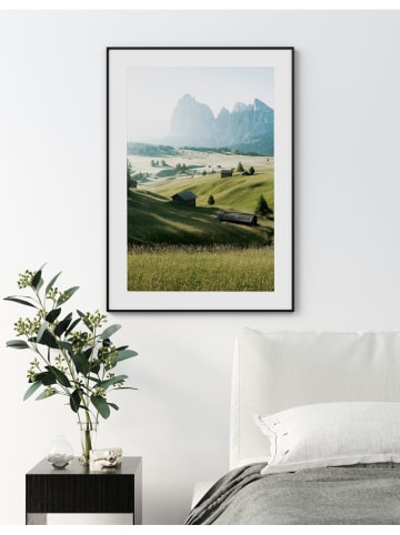 Ars Longa Gerahmter Kunstdruck "Wooden Cottages In The Valley" - (L)70 x (B)50 cm