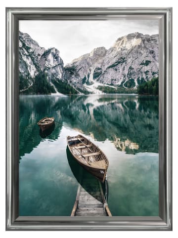 Ars Longa Gerahmter Kunstdruck "Boat On A Mountain Lake" - (L)70 x (B)50 cm