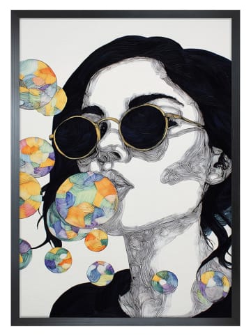 Ars Longa Druk artystyczny "Woman And Colorful Bubbles" w ramce - 70 x 50 cm