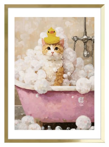 Ars Longa Druk artystyczny "Cat In The Bath" w ramce - 70 x 50 cm
