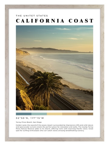 Ars Longa Ingelijste kunstdruk "California Coast" - (L)70 x (B)50 cm