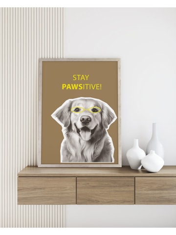 Ars Longa Druk artystyczny "Stay Pawsitive" w ramce - 70 x 50 cm