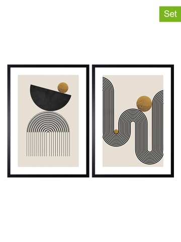 Ars Longa 2-delige set: ingelijste kunstdrukken "Geometric Zen" - (L)70 x (B)50 cm