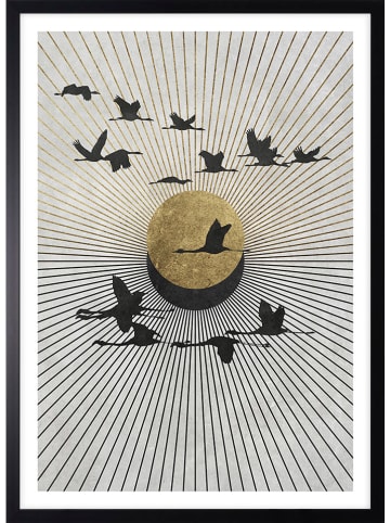 Ars Longa Druk artystyczny "Flying cranes on a zen backround" w ramce - 70 x 50 cm