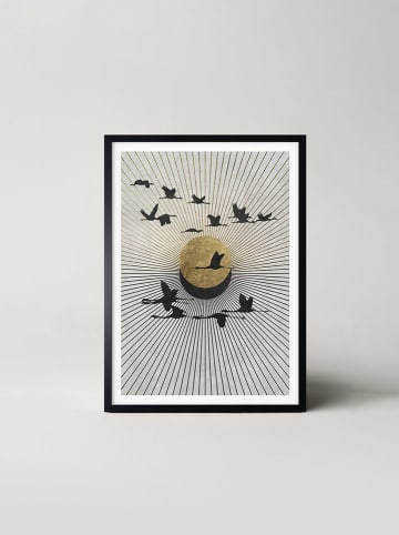 Ars Longa Ingelijste kunstdruk "Flying cranes on a zen backround" - (L)70 x (B)50 cm