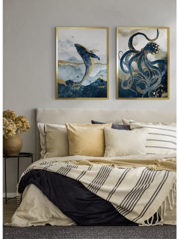 Ars Longa Ingelijste kunstdruk "Golden Whale" - (L)70 x (B)50 cm