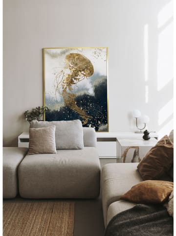 Ars Longa Gerahmter Kunstdruck "Golden Jellyfish No 2" - (L)70 x (B)50 cm
