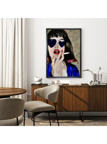 Ars Longa Gerahmter Kunstdruck "Woman With A Cigarette And Hearts" - (L)70 x (B)50 cm