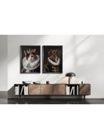 Ars Longa 2-delige set: ingelijste kunstdrukken "Cat and Dog" - (L)70 x (B)50 cm