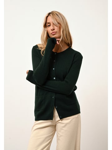 Just Cashmere Kasjmieren vest "Katharine" donkergroen