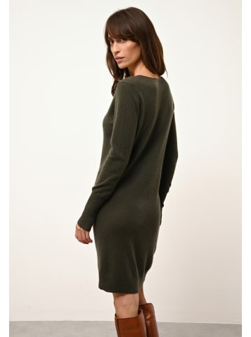 Just Cashmere Kasjmieren jurk "Susan" kaki