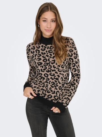 ONLY Pullover in Hellbraun/ Schwarz