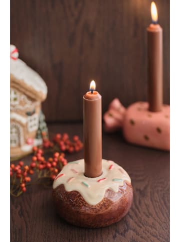 Ellos Home Świecznik "Donut" w kolorze brązowym ze wzorem - Ø 10 cm